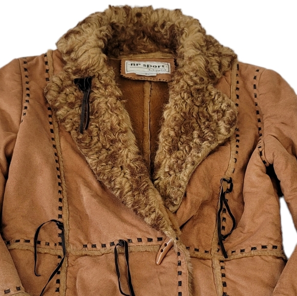 Vintage 90s Y2K RP Sport Penny Lane Faux Suede and Fur Coat Size Small - Picture 3 of 12